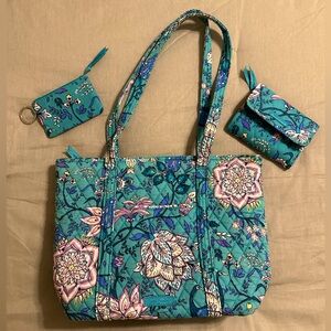 Vera Bradley Tote, Wallet, & ID Keychain Set